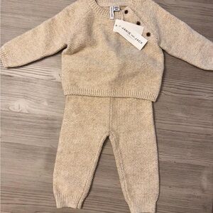 Janie and Jack Cream Knit Baby Outfit